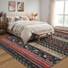 Floral Rug for Living Room Bedroom, 4x6 Washable Rug, Boho Area Rug, Large Non Slip Low Pile Wool Carpet for Dining Room, Kids Room - 3 of 4