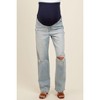 PinkBlush Light Blue Open Knee Relaxed Straight Leg Maternity Jeans - 4 of 4