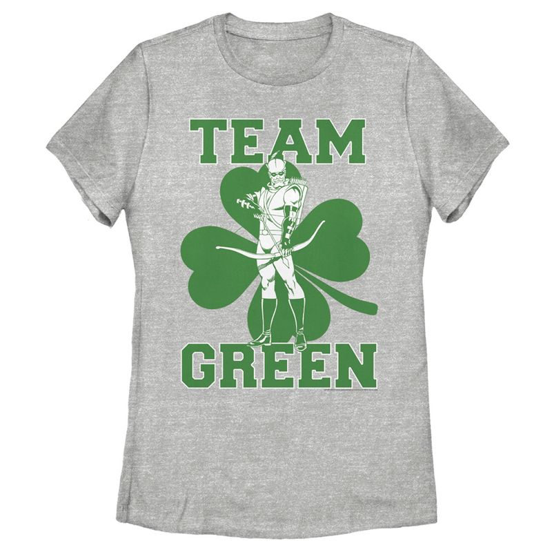 Women's Justice League St. Patrick's Day Green Arrow Team Green T-Shirt, 1 of 5