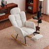 Teddy Fabric Upholstered Rocking Glider Chair, Mid Century Modern Accent Arm Chair with High Backrest and Pillows - ModernLuxe - 2 of 4