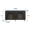 60'' Sideboard Buffet Cabinet with 4 Fluted Glass Doors and Adjustable Shelves for Dining Room or Entryway-Baofuwish - 4 of 4