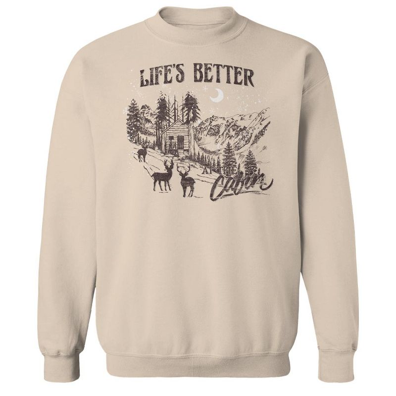 Rerun Island Men's Christmas Life'S Better At The Cabin Long Sleeve Graphic Cotton Sweatshirt, 1 of 2