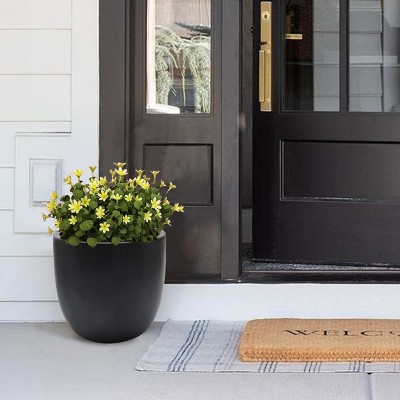 Medium Black Magnesium Oxide Round Outdoor Planter