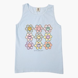 Simply Sage Market S.W.Smiley Flowers Checkered Garment Dyed Tank - 1 of 3