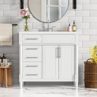 VYNXARIA 36'' Bathroom Vanity with Resin Sink - Stylish Freestanding Storage Cabinet