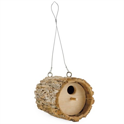 Uncle Dunkels Log-Shaped Birdhouse; Rustic Bird House Handmade from Reclaimed Wood for Small Birds