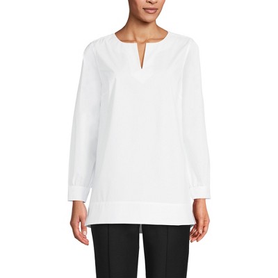 Lands' End Women's Stretch Broadcloth Long Sleeve Split Neck Tunic