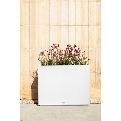 White Rectangular 30" Tall Modern Plastic Planter