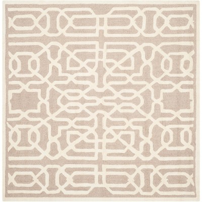 Beige and Ivory Hand-Tufted Wool Square Area Rug