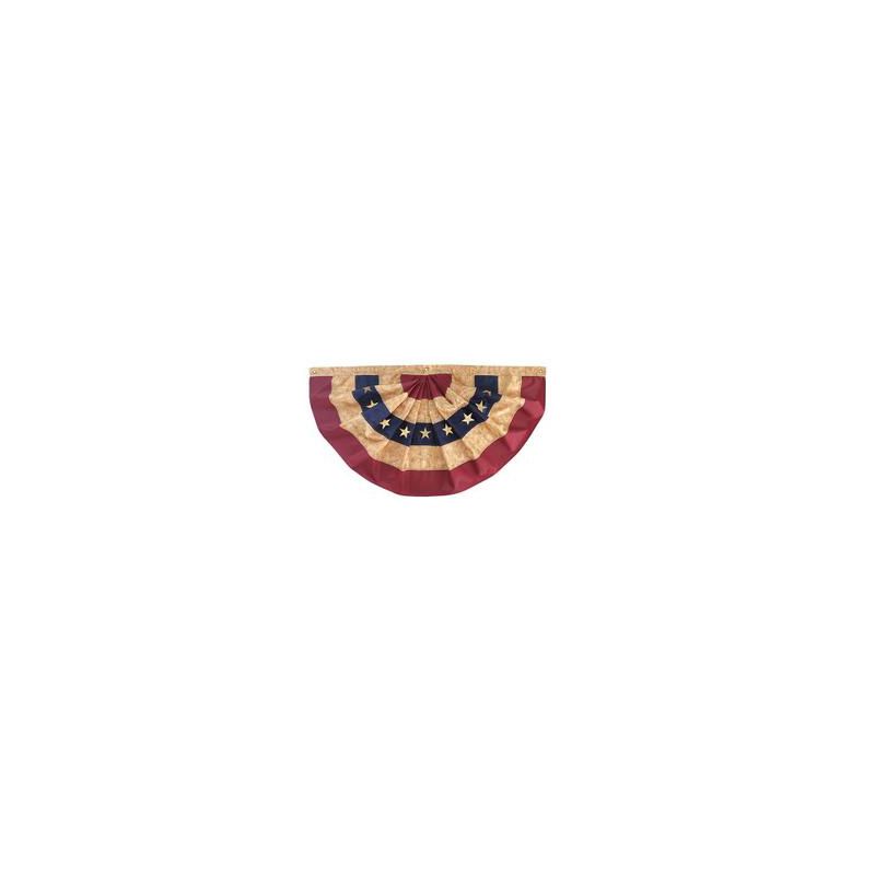 Briarwood Lane Tea Stained Embroidered Patriotic Bunting USA 36" x 18" Pleated Banner with Brass Grommets, 2 of 5
