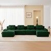 153" Corduroy U-Shaped Modular Sectional Sofa with 2 Movable Ottomans, Pearl-Like Piping, and Tufted Design - 3 of 4