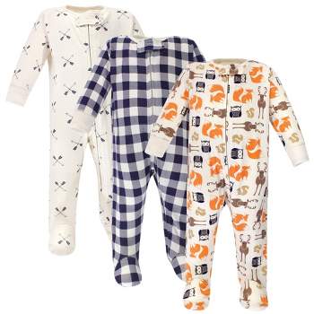 Hudson Baby Infant Boy Cotton Zipper Sleep and Play 3pk, Forest