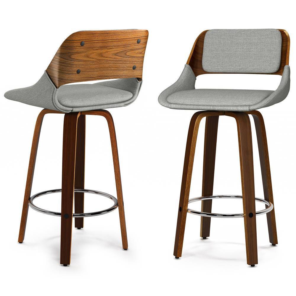 Photos - Chair WyndenHall Set of 2 Mara Swivel Barstools Gray: Contemporary Upholstered,