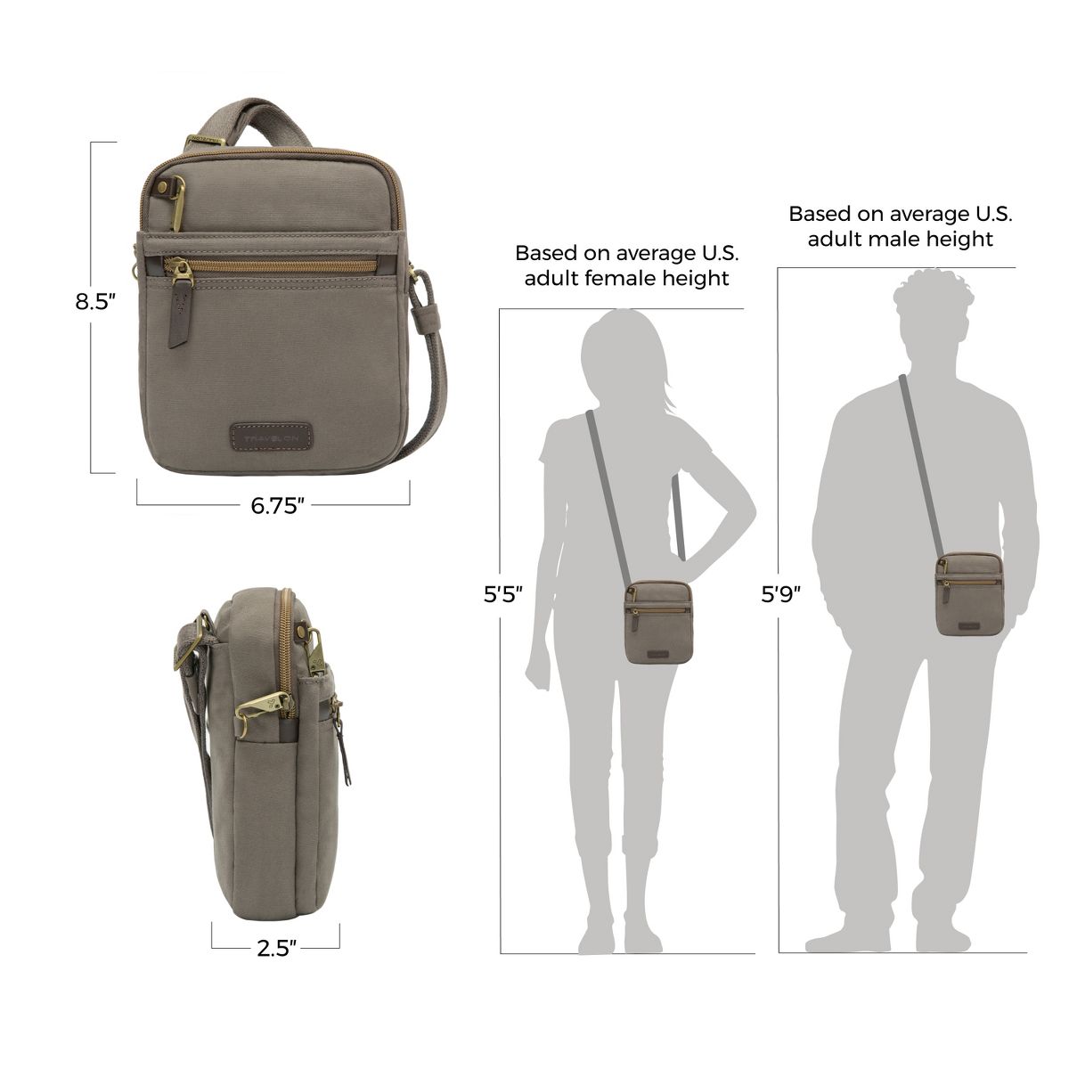 Travelon Anti-Theft Courier Small N/S Slim - thumbnail 9
