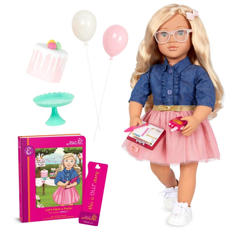 Our Generation Emily Posable 18&#34; Party Planner Doll &#38; Storybook, 1 of 6