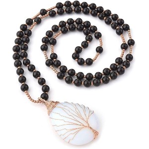 Wire Wrapped Amethyst Necklace Life Tree Gemstone Healing Jewelry Gift - 1 of 4