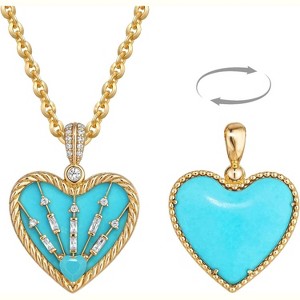 14K Gold Double-Sided Heart Necklace - Valentine's Gift for Wife/Mom, Dainty Gold Jewelry - 1 of 4