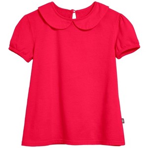 City Threads USA-Made Girls Soft Cotton Jersey Peter Pan Collar Short Sleeve Puff Tee - 1 of 4