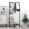 Garvee Aluminium Coat Rack with Mirror, Mirror Coat Rack with Shoe Storage + Multiple Hooks, for Bedroom Living Room Entryway Hallway, Black - 4 of 4