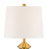 360 Lighting Stacked Diamonds 24" High Small Mid Century Modern Table Lamps Set of 2 Gold Finish Metal White Shade Living Room Bedroom Bedside - 3 of 4