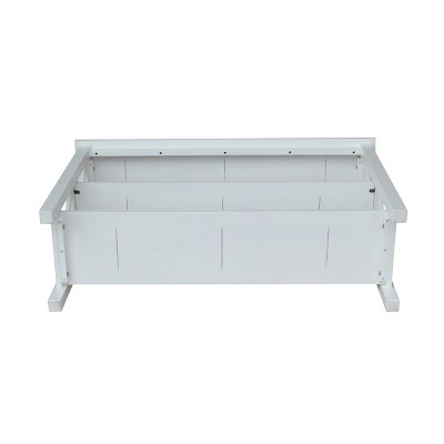 White Solid Wood Rectangular Console Table with Shelves
