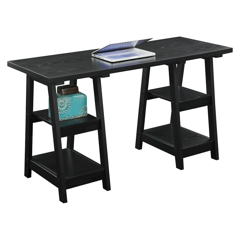 Designs2Go Double Trestle Desk with Shelves - Breighton Home, 3 of 7