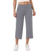 Women's Stretchy 7/10 Wide Leg Pants High Waist Casual Palazzo Trousers Comfortable Workout Lounge - 3 of 4