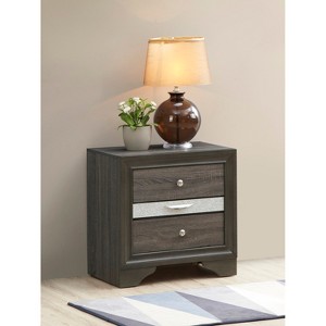 HomeStock Grey Nightstand with 26x26x17 Dimensions, Modern Bedside Table with Smooth Finish, No Assembly and Storage Space - 1 of 4