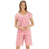 Collections Etc Floral Pattern Cap Sleeve Top & Shorts 2-Piece Pajama Set - 2 of 4