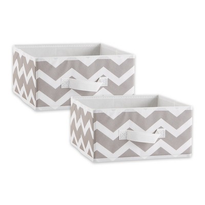 Design Imports Nonwoven Polyester Bin Chevron Gray Square Medium 11X11X5.5 Set/2