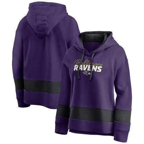 NFL Baltimore Ravens Women's Halftime Adjustment Long Sleeve Fleece Hooded Sweatshirt - L