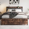 NicBex Full/Queen Bed Frame with Headboard and Charging Station,Upholstered Bed Frame with Storage Drawers,No Box Spring Needed,Easy Assembly,Brown - 2 of 4