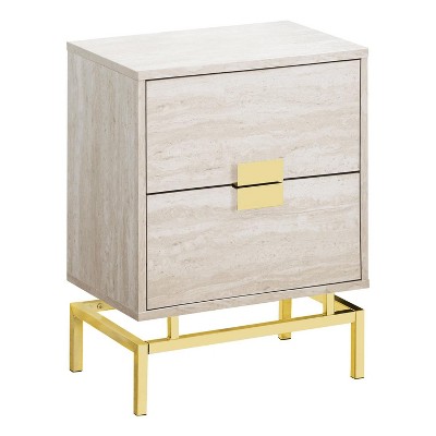 Monarch Specialties ACCENT TABLE - 24H / BEIGE MARBLE / GOLD METAL