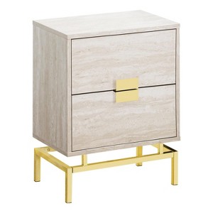 Monarch Specialties ACCENT TABLE - 24H / BEIGE MARBLE / GOLD METAL - 1 of 4