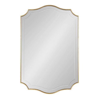 Hollyn Glam Scalloped 34" Gold Leaf Rectangular Wall Mirror