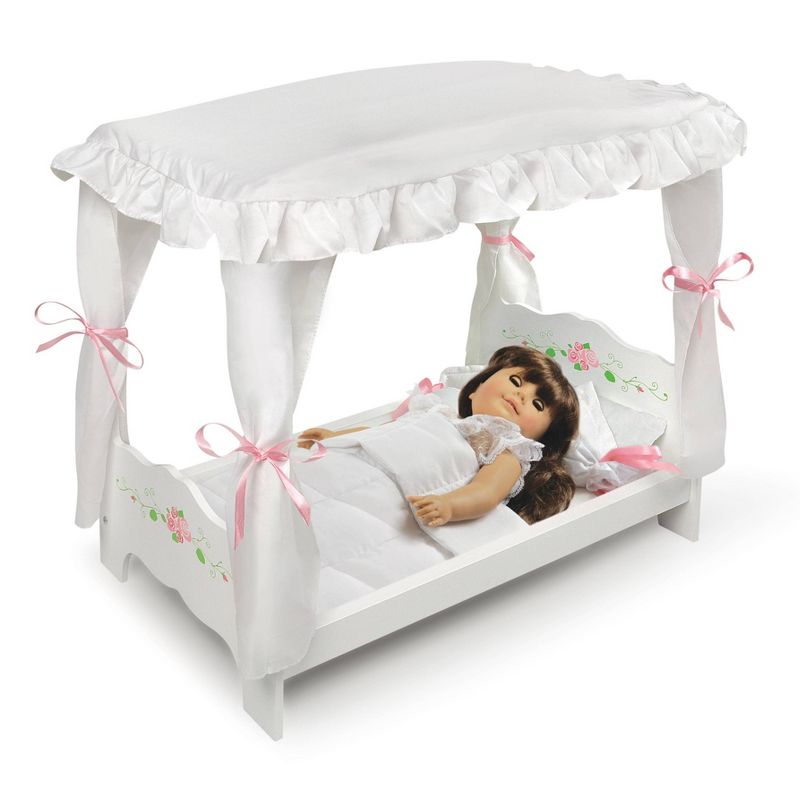 Badger Basket White Rose Doll Canopy Bed, 4 of 6