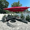 PURPLE LEAF 9/10/11/12ft Square Patio Cantilever Umbrella with Base Windproof Offset Heavy Duty Sun Umbrella for Pool Lawn Garden 360 Degree Rotation - 3 of 4