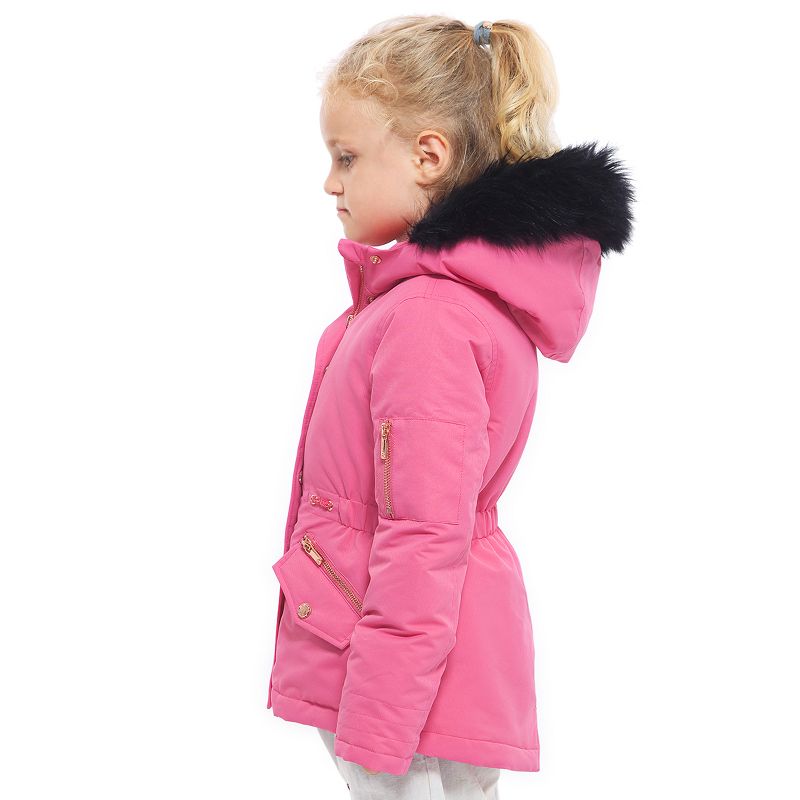 Rokka&Rolla Girls' Winter Coat with Faux Fur Hood Parka Jacket, 4 of 9