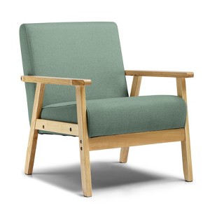 COMHOMA Mid Century Accent Chair, Modern Chair with Solid Wood Armrests and Legs, Single Sofa Chair for Living Room, Bedroom - 1 of 4