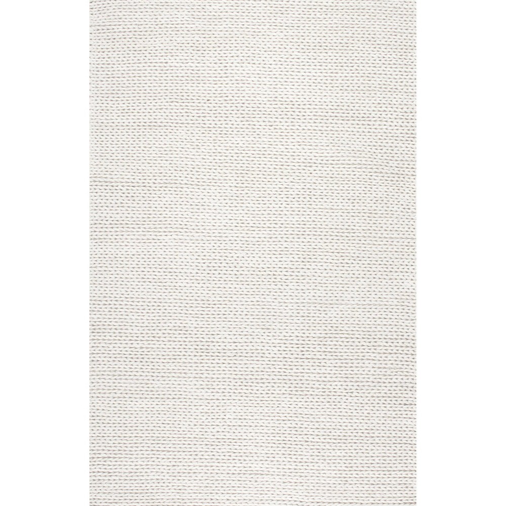 2'x3' Hand Woven Chunky Woolen Cable Area Rug Off White - nuLOOM