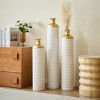 Grungis Modern Droplet Flower Vases,Set of 3 Glazed Metal Decorative Vases for Contemporary Home Decor,Gold+White - 2 of 4