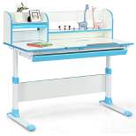 Costway Adjustable Height Kids Study Desk Drafting Table Computer Station Pink\Blue