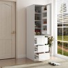 TopComfy Decorative Storage Cabinets Pantry Storage Cabinet Food Pantry Cabinet with Doors shelves drawers for Kitchen, White, 44.49"*26.57"*9.25" - 4 of 4