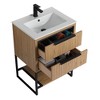Kingsford Grooved-Look Bathroom Vanity in Bright Oak with White Ceramic Sink - 2 of 4