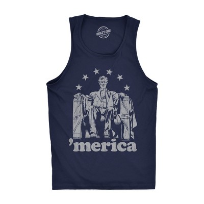 Mens Fitness Tank Abe Lincoln 'America Tanktop Funny 4th of July USA Patriotic Graphic Novelty Shirt - Crazy Dog Men's Tank Top