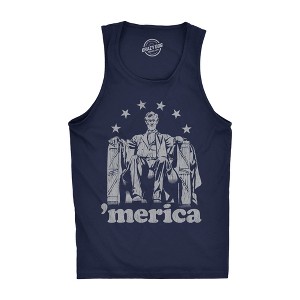 Mens Fitness Tank Abe Lincoln 'America Tanktop Funny 4th of July USA Patriotic Graphic Novelty Shirt - Crazy Dog Men's Tank Top - 1 of 4