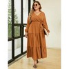 Plus Size Women's V Neck Long Sleeve Maxi Dress Floor Length Elegant Casual - 3 of 4