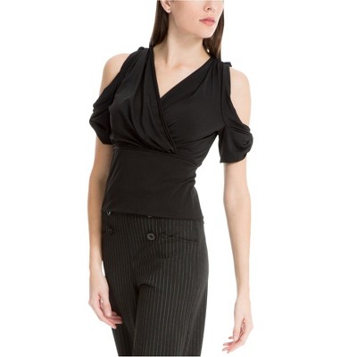 Max Studio London Womens Surplice Cold-Shoulder Pullover Blouse
