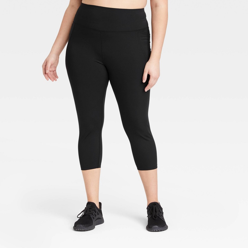 Women's Plus Size Sculpt High-Rise Capri Leggings - All in Motion Black 3X.