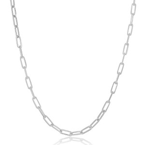Links of Italy Sterling Silver 2.8mm Paper Clip Linked Chain - Rhodium Plated - Available Sizes: 9+1  , 16  , 18  , 20  Inches - 1 of 4
